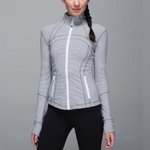2015 Lululemon Define Jacket Tonka Stripe Heathered Slate White Rare Size 8